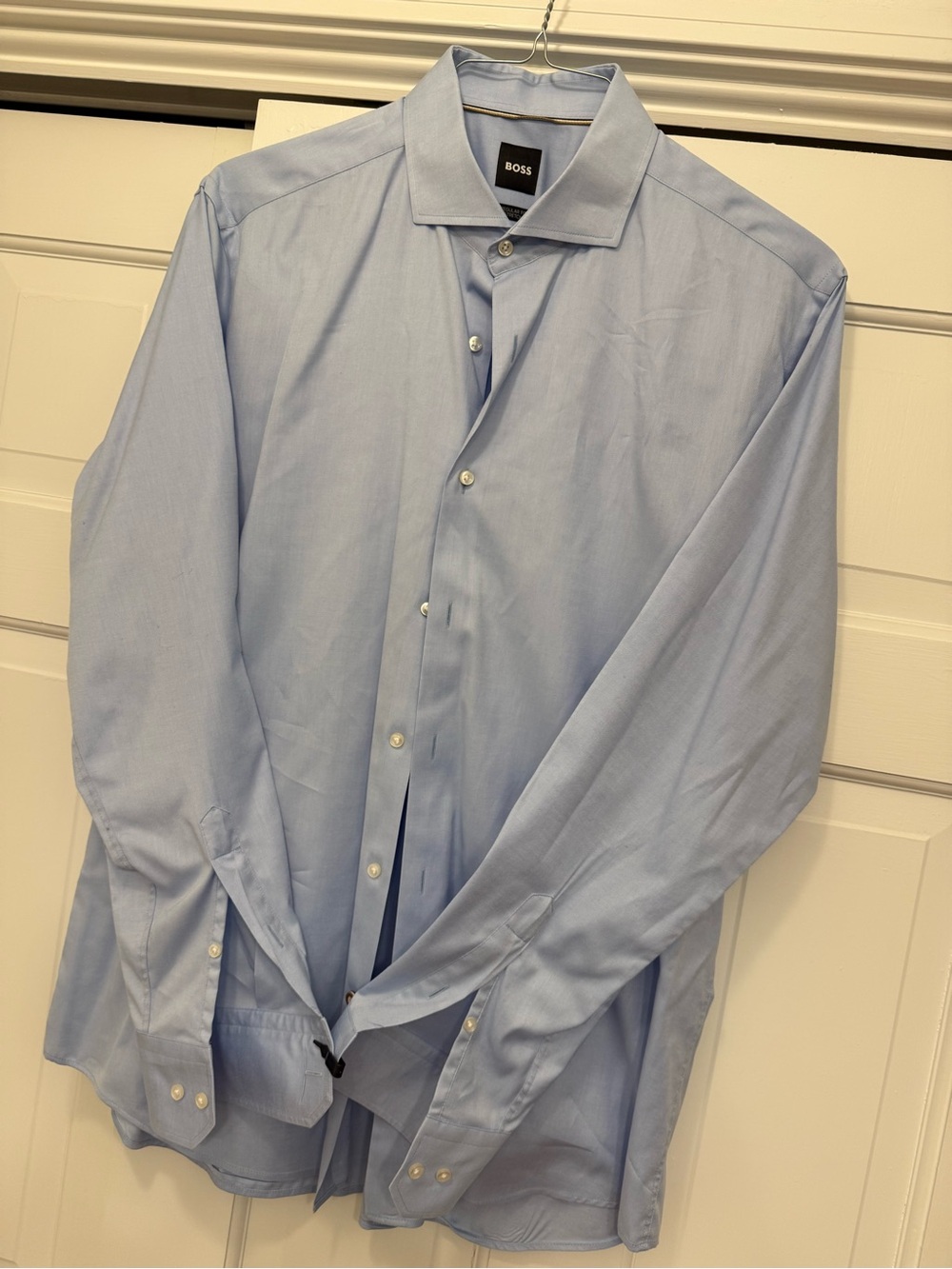 Boss Men's Pale Blue Dress Shirt - Spread Collar